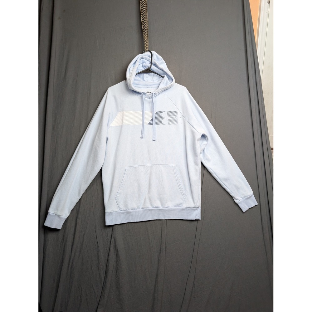 Under Armour Womens Light Blue Graphic Logo Pullover Hoodie 1376337 Size Medium